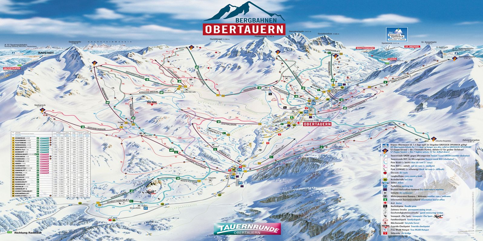 mapa tras ski w Obertauern