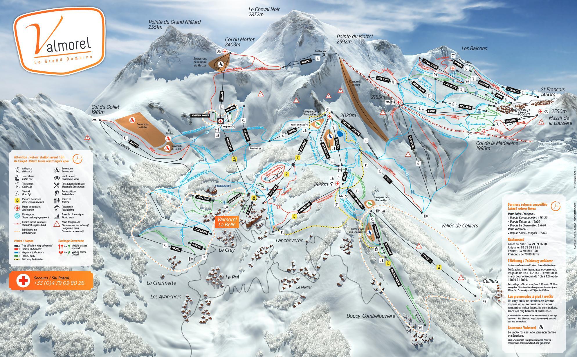 mapa tras ski Valmorel
