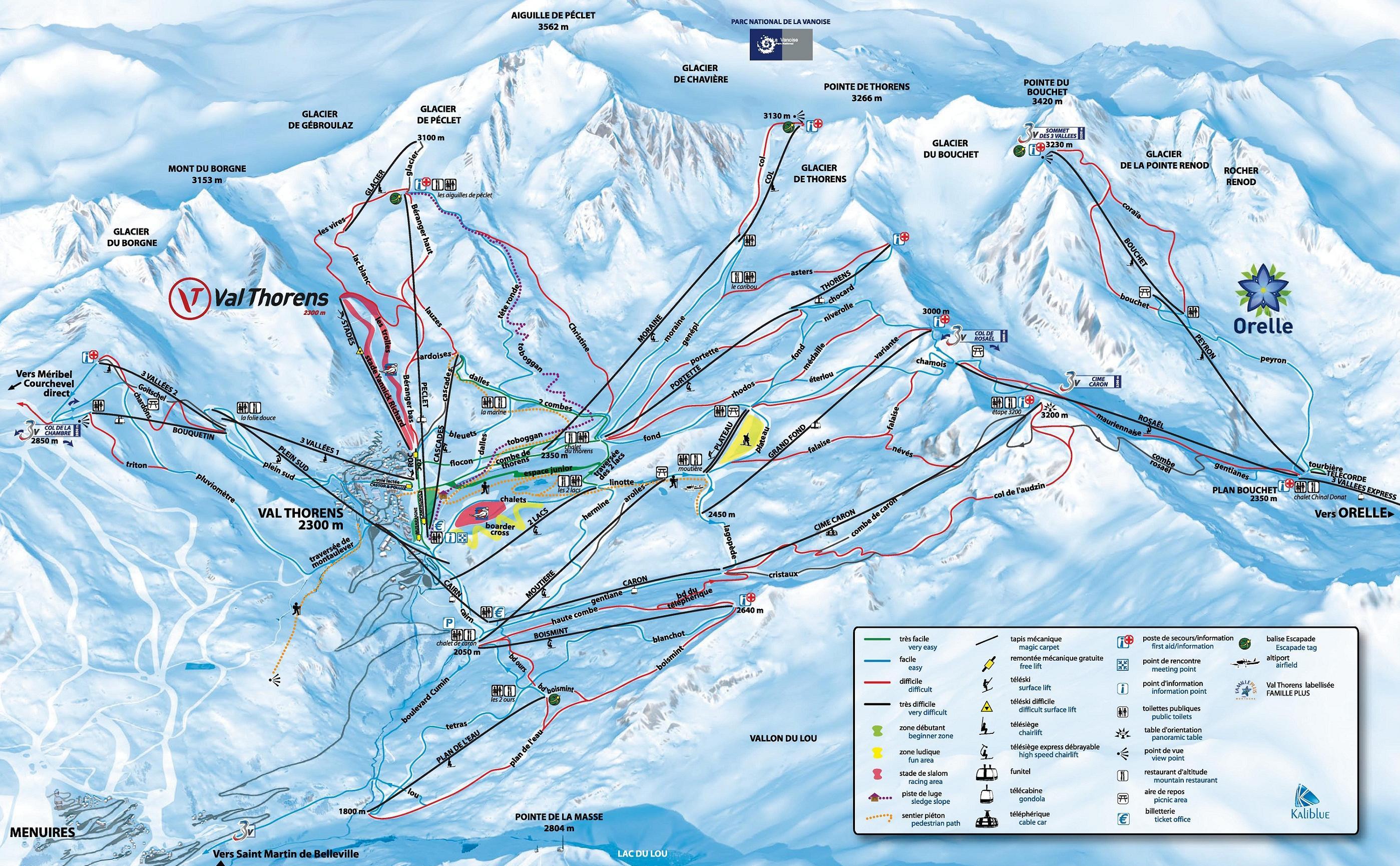 mapa tras ski val thorens
