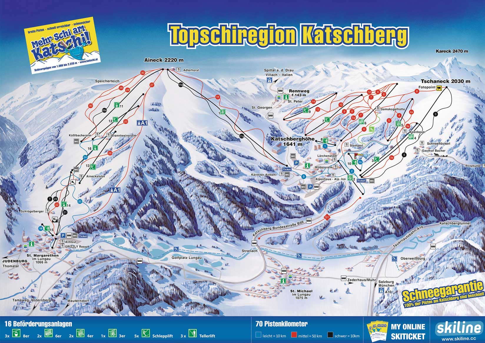 mapa tras ski w Katschberg