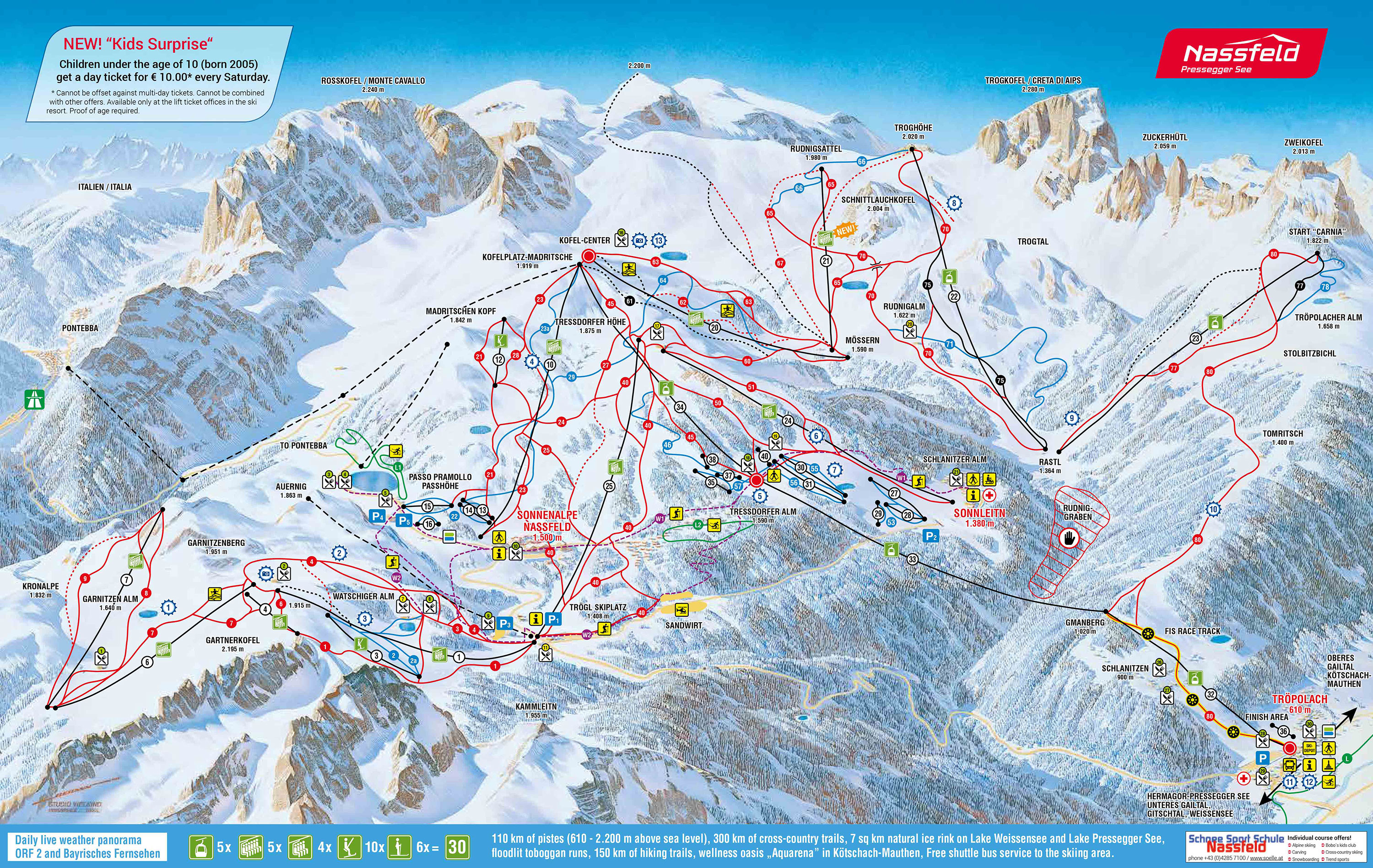 mapa tras ski w Nassfeld