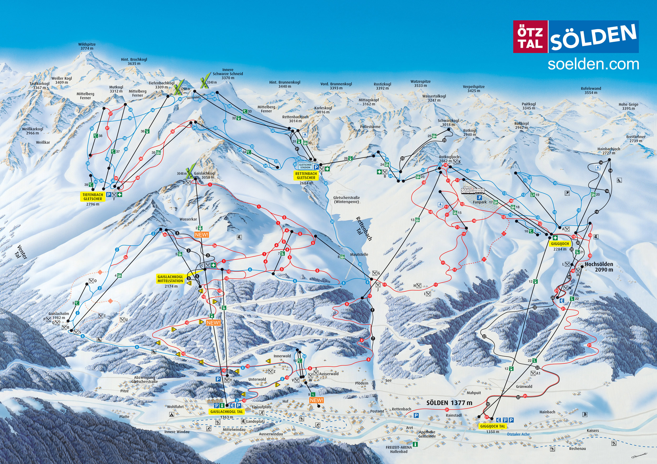 mapa tras ski w Solden