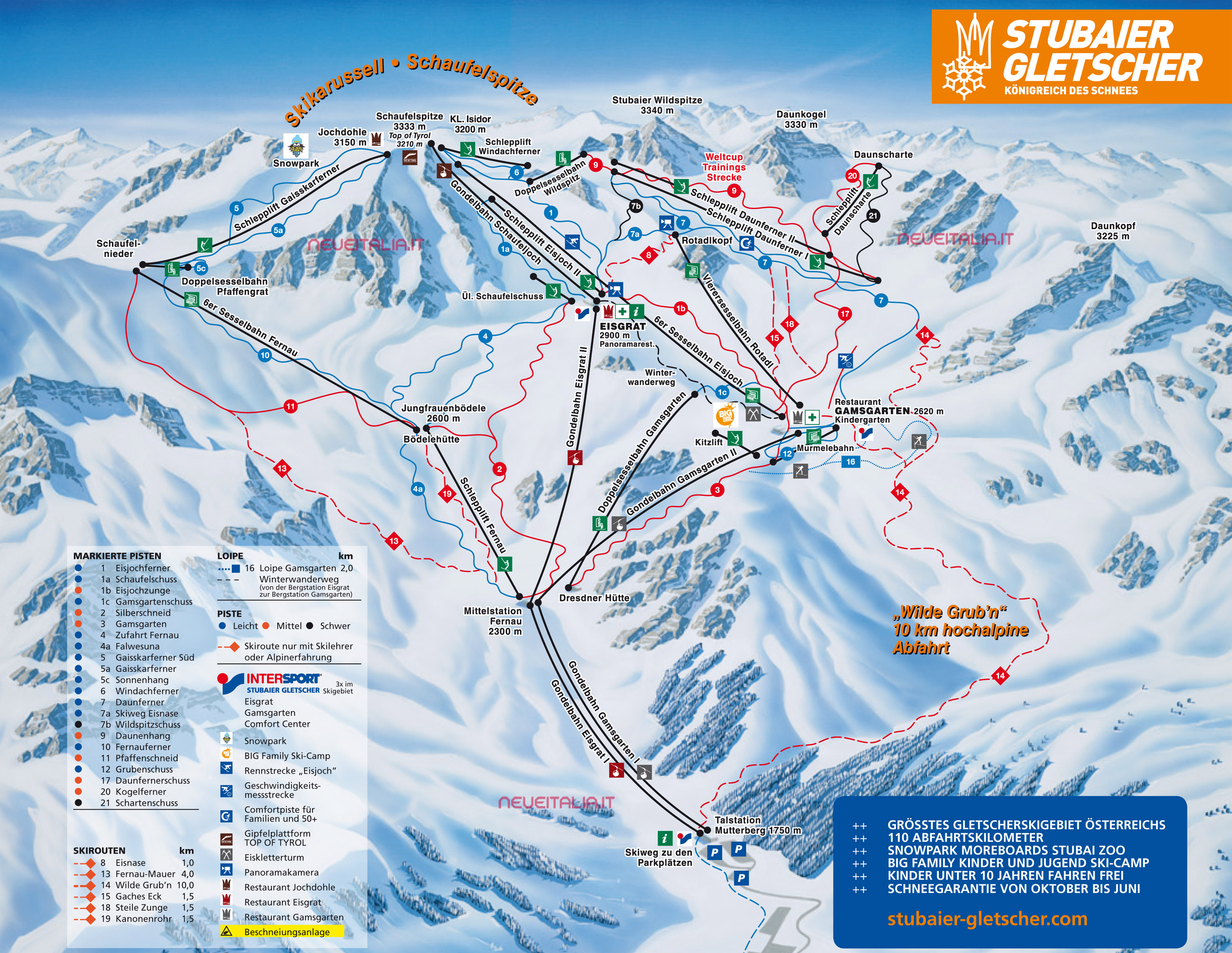 mapa tras ski w Stubai