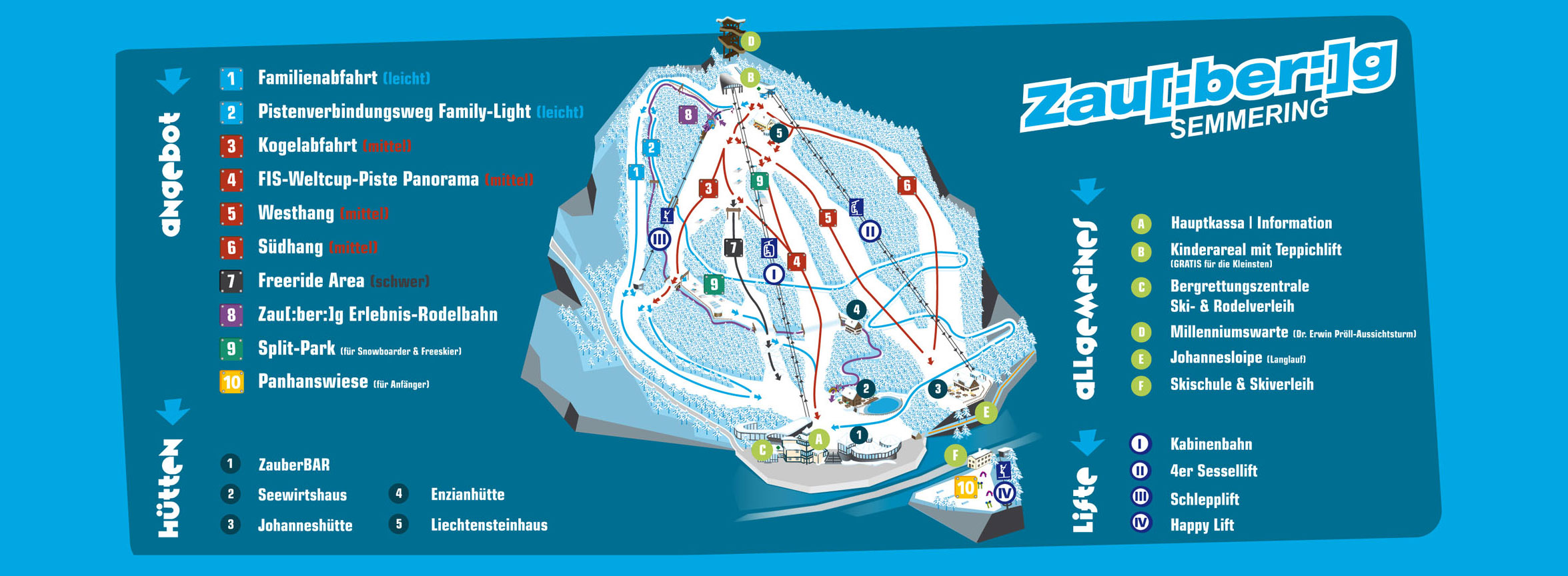 mapa tras ski w Zauberberg Semmering