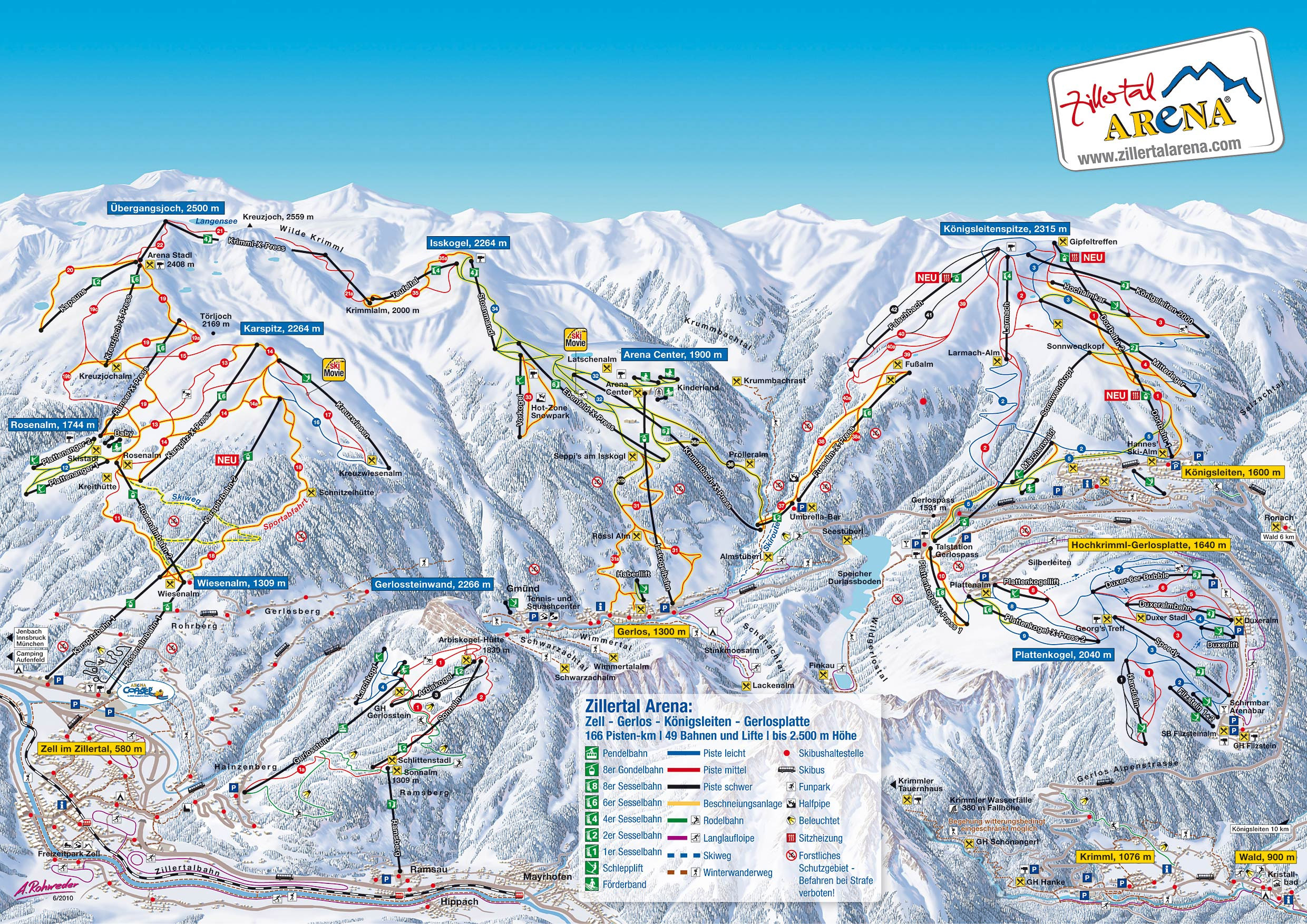 mapa tras ski w Zillertal