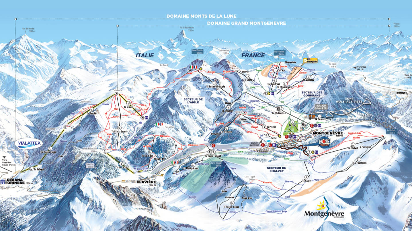 mapa tras ski w Montgenevre