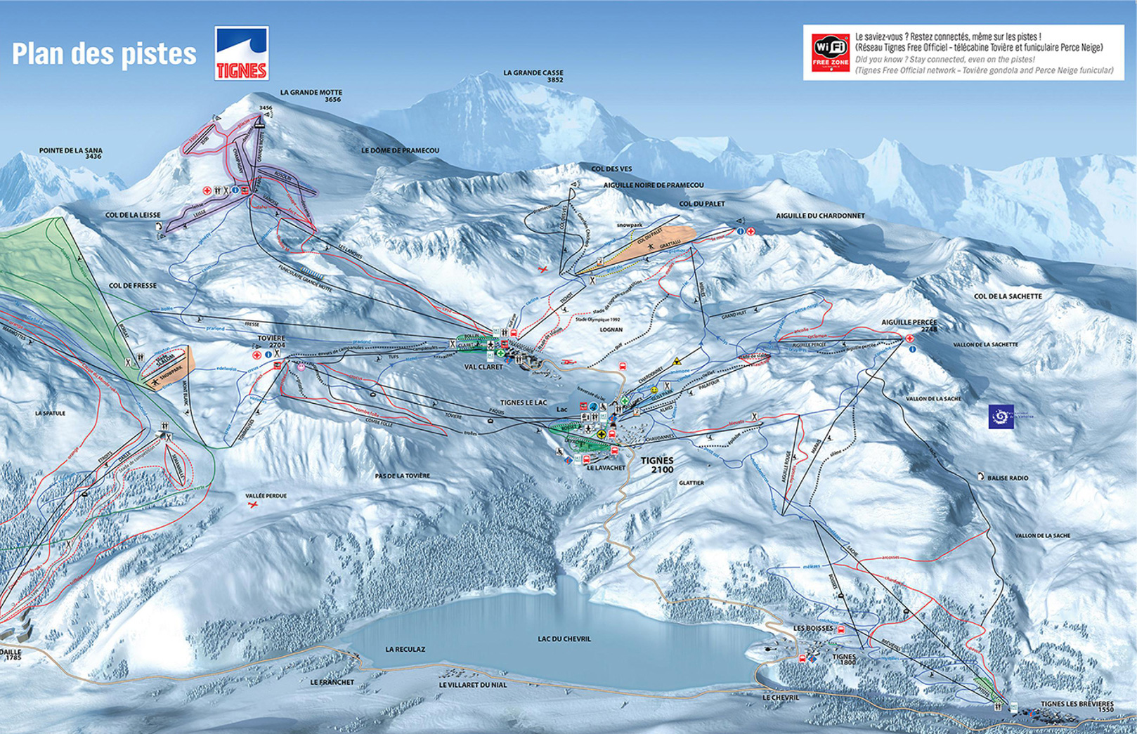 mapa tras ski w Tignes-Val dIsere